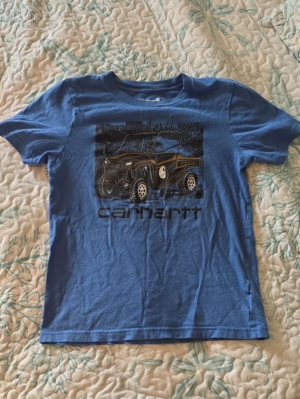 Carhartt Blue Kids Short-Sleeve Tee with Off-Road Vehicle Graphic